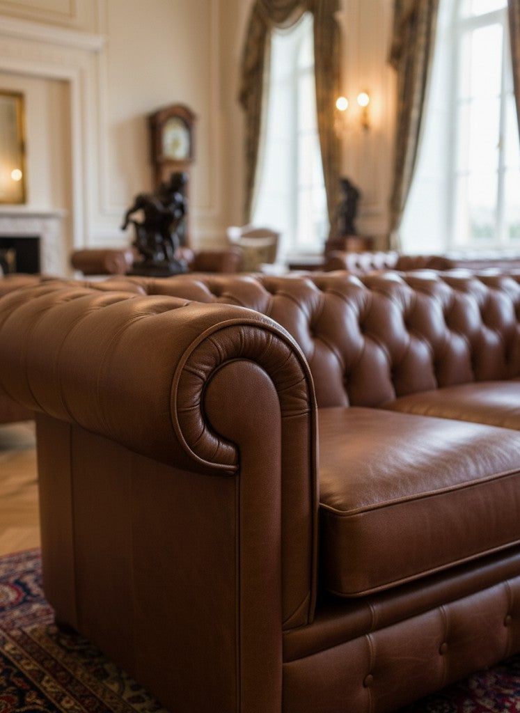 Dettaglio divano chester Vera pelle art. Pull-up cerato naturale