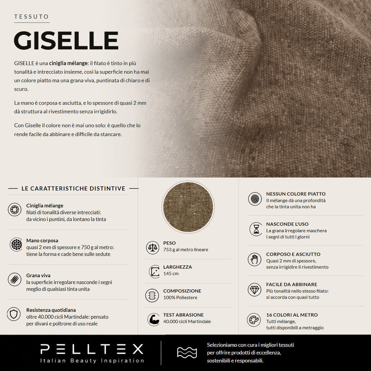 Tessuto Giselle: ciniglia mélange dalla grana viva