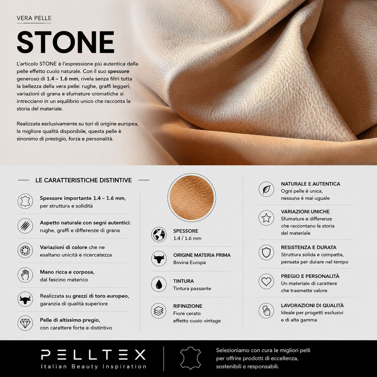 Vera pelle Stone: fiore cerato effetto cuoio vintage