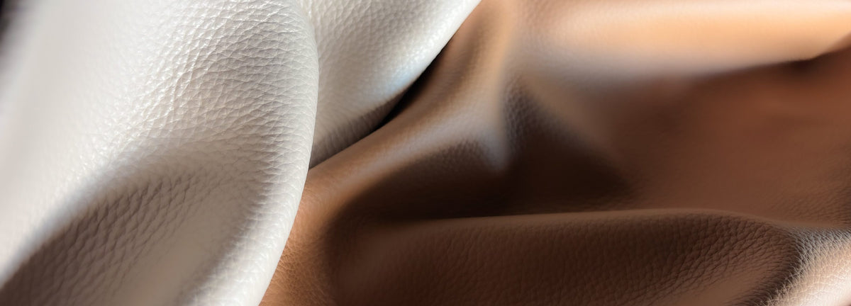 Vera pelle Natural, pieghe di pelle crema e cuoio