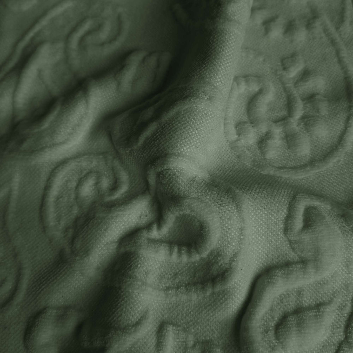 Tessuto Paisley Green PA04 drappeggiato – tessuto bielastico con motivo paisley in rilievo